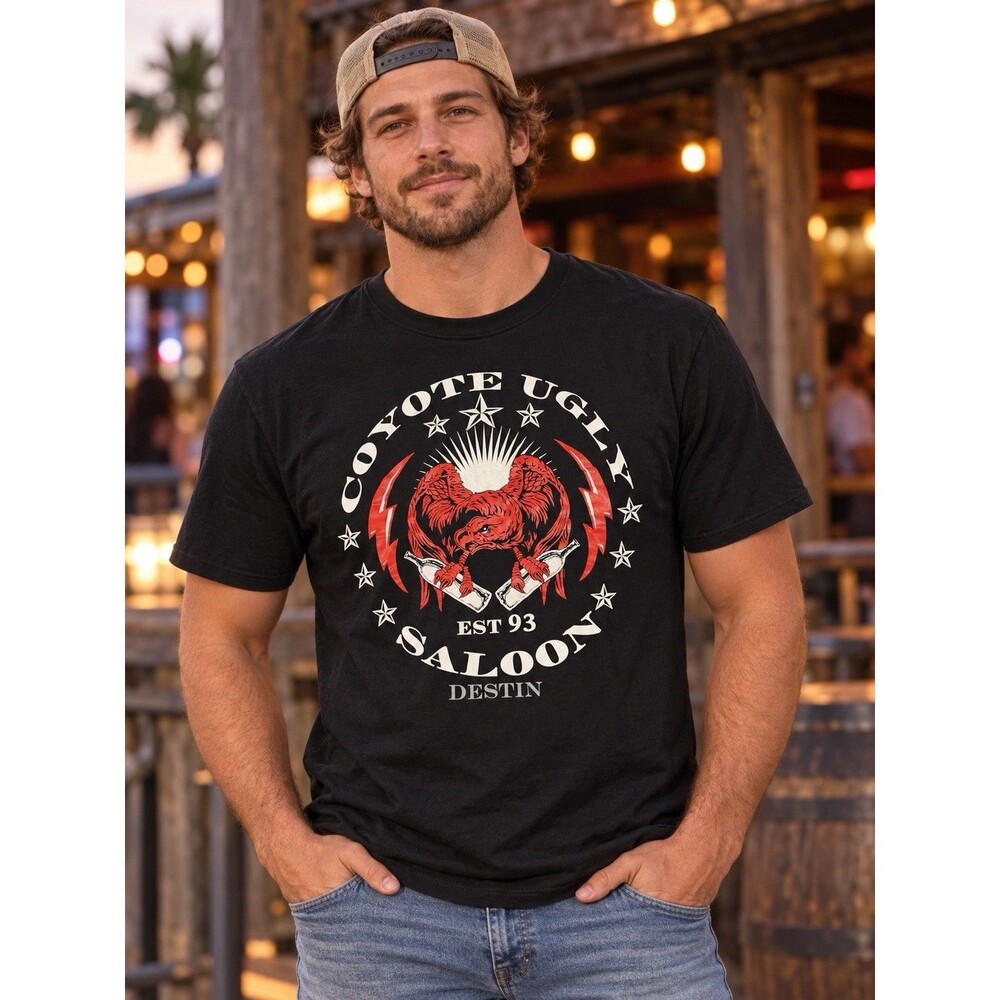 Coyote Ugly Saloon Destin Florida T Shirt Large Gildan Black Graphic Tee Unisex